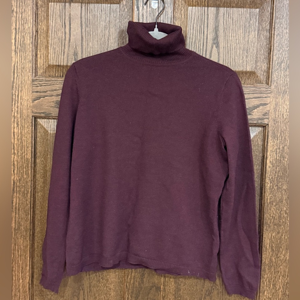 Pendleton Burgundy Turtleneck 100% Soft Merino Wool Sweater size Medium Petite